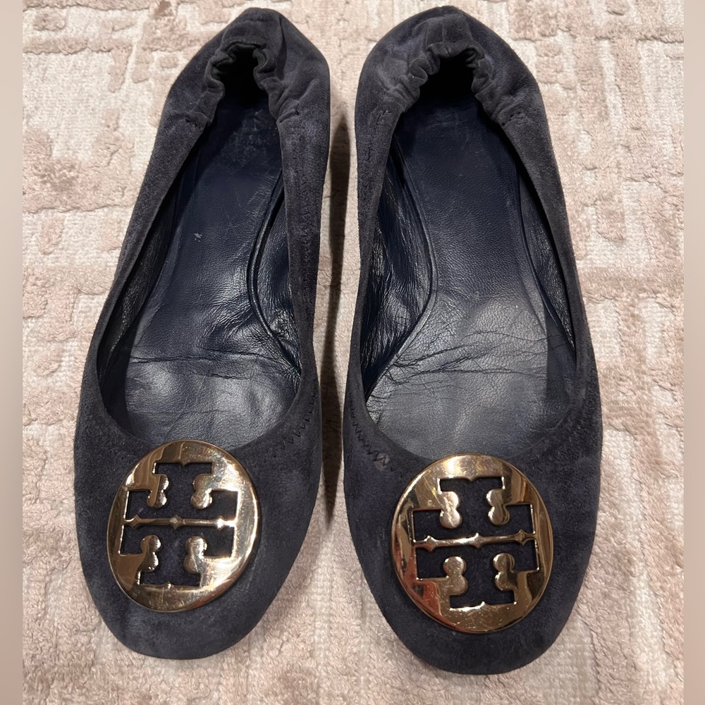 Tory Burch Navy Suede Ballet Flats